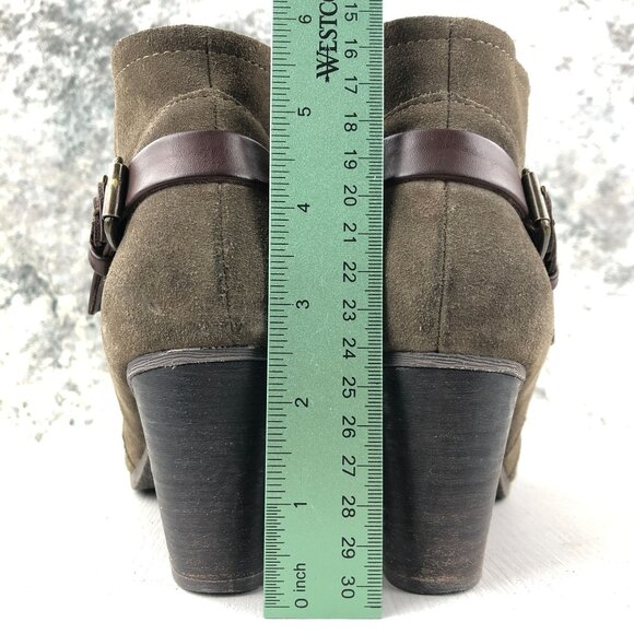 GH Bass & Co Women's Size 8M Ayda Brown Suede Side Zip High Heel Ankle Booties - Picture 7 of 12